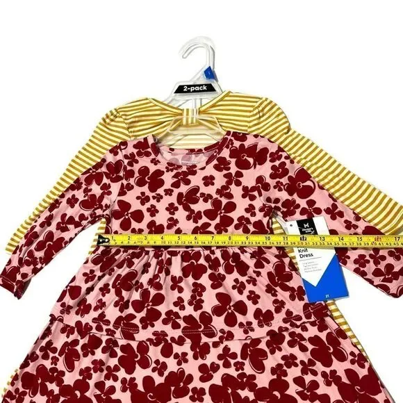 Member's Mark Girls' 2 Pack Dress Red Floral/Stripe Size 2T - Picture 6 of 15